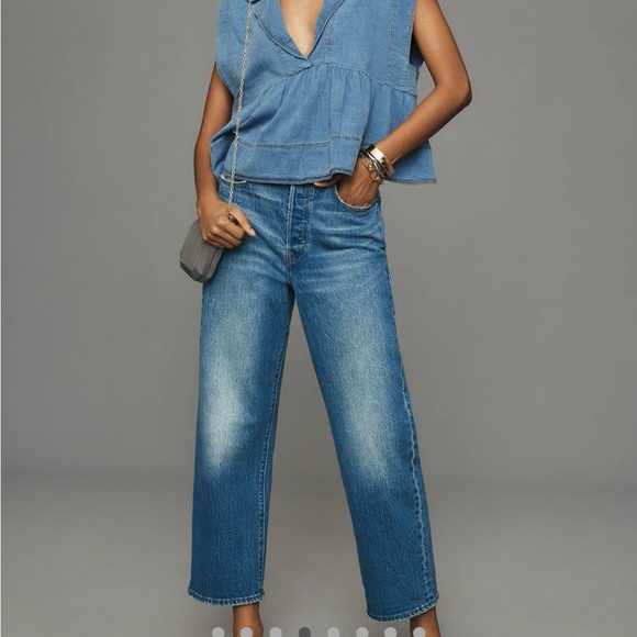 Anthropologie Pilcro Sailor Denim Babydoll Blouse NWT! - Picture 5 of 14